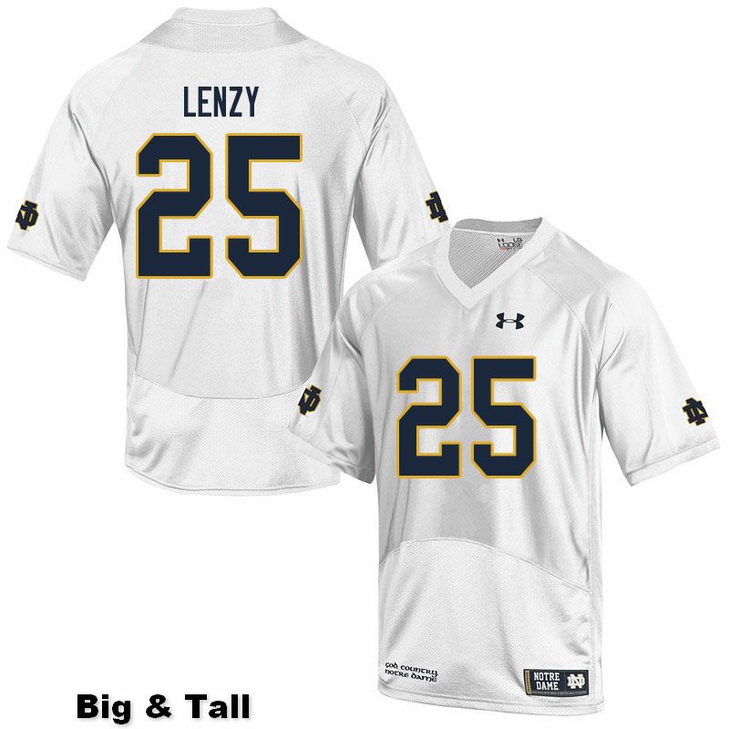 Men's NCAA Notre Dame Fighting Irish #25 Braden Lenzy Stitched College Under Armour Authentic White Big & Tall Football Jersey UW10X87IU